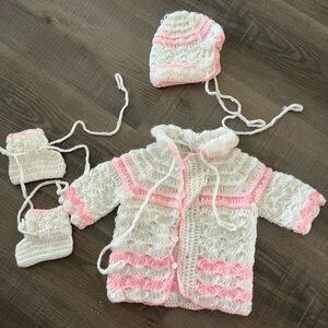 Charming Pink and White Baby Knit Set